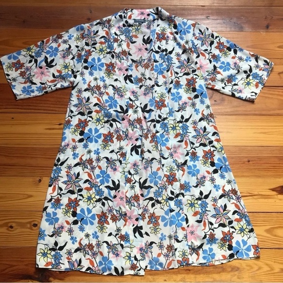 Modcloth Sweaters - ModCloth Cream Floral Robe Duster Kimono Retro Pinup 70s Chic Glam 1X/2X